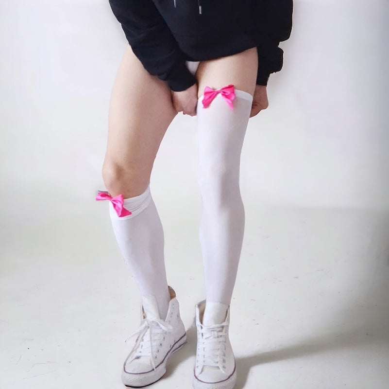 White Thigh Highs with Bow