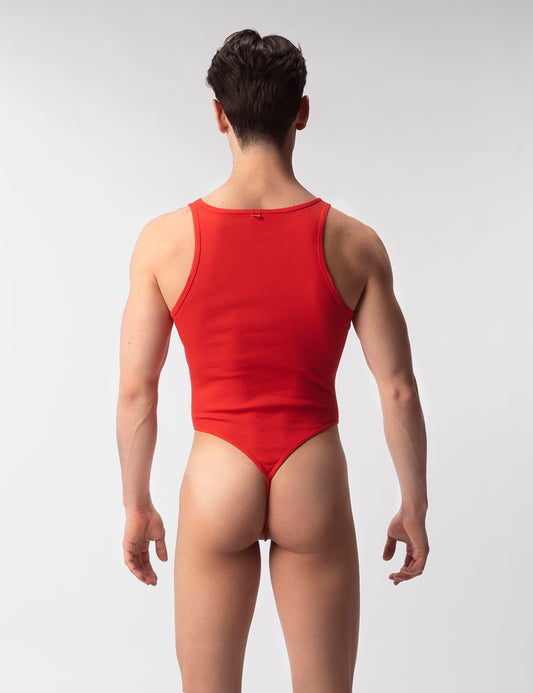 Barcode Rib Bodysuit Assi Red