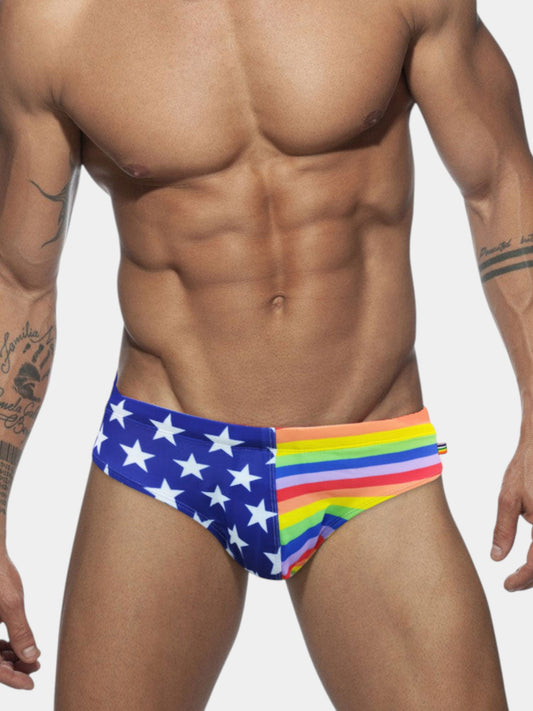 American Flag Pride Low Rise Swim Briefs