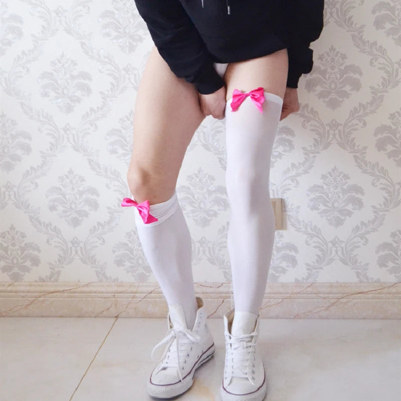 White Thigh Highs with Bow