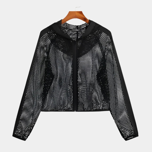 INCERUN Mesh Crop Top Hoodie