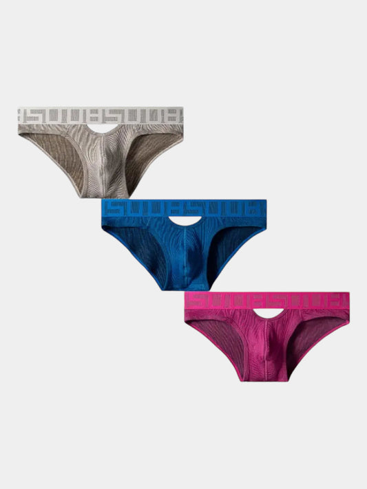 3-Pack Solid Colors Cotton Briefs with Front Hole