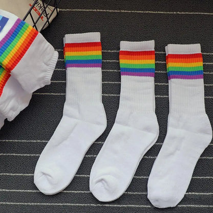 Rainbow Striped Cotton Socks