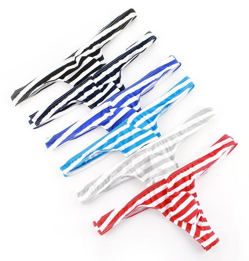 men's striped thong